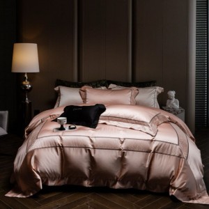 Pink jacquard comforter quilt duvet cover bed sheets light luxury pure cotton bedding set