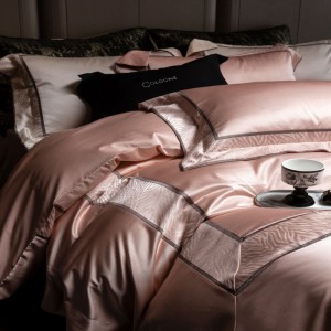 Pink jacquard comforter quilt duvet cover bed sheets light luxury pure cotton bedding set