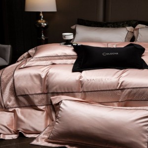 Pink jacquard comforter quilt duvet cover bed sheets light luxury pure cotton bedding set