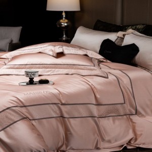 Pink jacquard comforter quilt duvet cover bed sheets light luxury pure cotton bedding set
