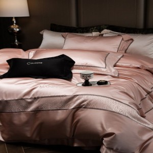 Pink jacquard comforter quilt duvet cover bed sheets light luxury pure cotton bedding set