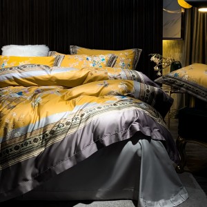 Pastoral style printing home textile cotton bed linen purple printing duvet quilt comforter cover bedding set wholesaler