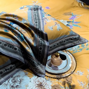 Pastoral style printing home textile cotton bed linen purple printing duvet quilt comforter cover bedding set wholesaler