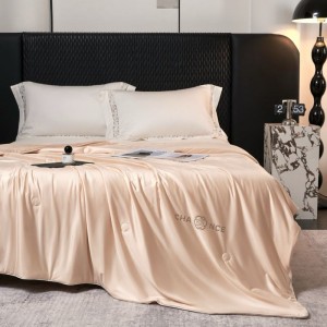 Summer cooling bed cover quilt solid pink summer quilt ODM/OEM bed sheets pillowcases polyester bedding set
