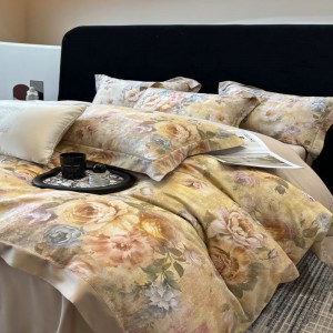 2025 Spring and Summer new 100S long staple cotton digital printing duvet cover bed sheets bedding set
