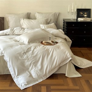 100% cotton sanding home hotel textile white comforter cover with 2 high-end pillowcases coverlets bedding set manufacture