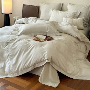 100% cotton sanding home hotel textile white comforter cover with 2 high-end pillowcases coverlets bedding set manufacture