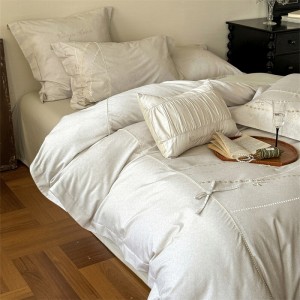 100% cotton sanding home hotel textile white comforter cover with 2 high-end pillowcases coverlets bedding set manufacture