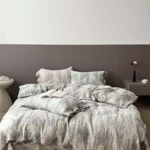 Premium quality printing fax linen cotton 4pcs comforter duvet cover white bedding set supplier