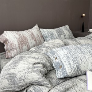 Premium quality printing fax linen cotton 4pcs comforter duvet cover white bedding set supplier