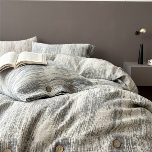 Premium quality printing fax linen cotton 4pcs comforter duvet cover white bedding set supplier