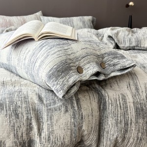 Premium quality printing fax linen cotton 4pcs comforter duvet cover white bedding set supplier