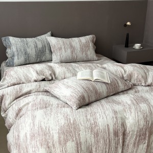 Premium quality printing fax linen cotton 4pcs comforter duvet cover white bedding set supplier