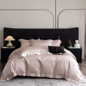 Exquisite pillowcase soft 200*230cm lyocell cotton jacquard quilt cover queen size hotel home textile pink bedding set manufacturer