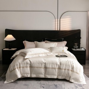 4-pieces quilt cover with 2 premium pillow shams lyocell cotton flat fitted sheet high quality white pillowslip single embroidery bedding set