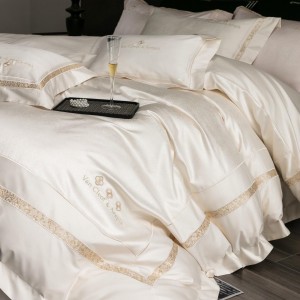 4-pieces quilt cover with 2 premium pillow shams lyocell cotton flat fitted sheet high quality white pillowslip single embroidery bedding set