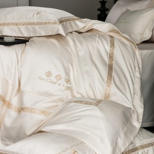 4-pieces quilt cover with 2 premium pillow shams lyocell cotton flat fitted sheet high quality white pillowslip single embroidery bedding set