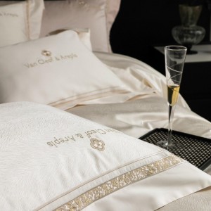 4-pieces quilt cover with 2 premium pillow shams lyocell cotton flat fitted sheet high quality white pillowslip single embroidery bedding set