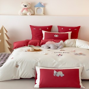 High-End embroidery comforter set 100s bedsheets queen king size coverlets with 2 soft pillowslips bedding set supplier