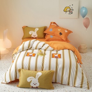 100% cotton orange children home textile printing comforter duvet cover queen king size bedsheets high-end kids’ bedding set
