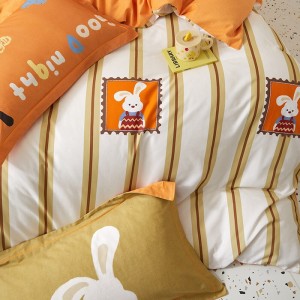 100% cotton orange children home textile printing comforter duvet cover queen king size bedsheets high-end kids’ bedding set