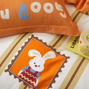 100% cotton orange children home textile printing comforter duvet cover queen king size bedsheets high-end kids’ bedding set