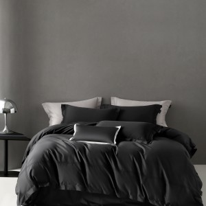 Light luxury solid color cotton bed linen exquisite simple style king size house red comforter cover bedroom bedding set wholesaler