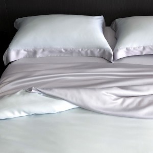 Wholesale high-end pillowcases blue solid color comforter set soft bed linen fitted sheets 2m/2.2m lyocell bedding set for adults