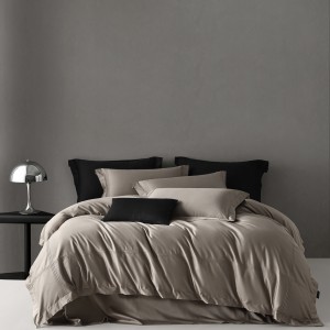 Light luxury solid color cotton bed linen exquisite simple style king size house red comforter cover bedroom bedding set wholesaler