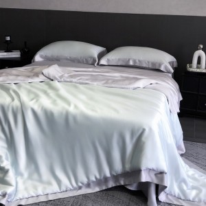 Wholesale high-end pillowcases blue solid color comforter set soft bed linen fitted sheets 2m/2.2m lyocell bedding set for adults