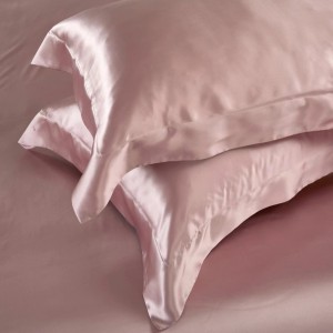 Luxury solid color home textile silk bed linen pink duvet quilt comforter cover bedding set wholesaler