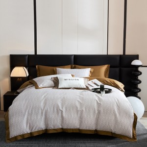 Hot selling sateen cotton 4-pieces textile ODM coverlets printing bedsheets simple style bed linen bedding set wholesaler