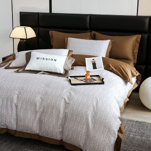 Hot selling sateen cotton 4-pieces textile ODM coverlets printing bedsheets simple style bed linen bedding set wholesaler