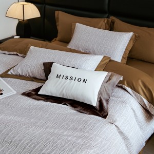 Hot selling sateen cotton 4-pieces textile ODM coverlets printing bedsheets simple style bed linen bedding set wholesaler