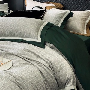 Hot selling sateen cotton 4-pieces textile ODM coverlets printing bedsheets simple style bed linen bedding set wholesaler