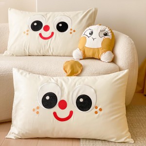 Cute style washed cotton pillowcase applique bedsheet exquisite customizable orange coverlets quilt cover kids’ bedding set