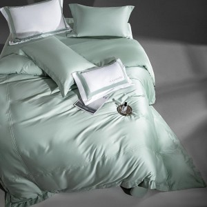 Elegant green design full size solid color adult pillowcases luxury 100% cotton sateen comforter cover bedding set supplier