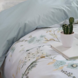 Printing duvet cover blue cotton fitted flat sheets 2m/2.2m double bedsheet premium pillowslip queen king size bedding set