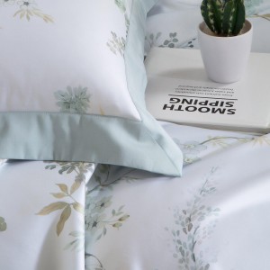 Printing duvet cover blue cotton fitted flat sheets 2m/2.2m double bedsheet premium pillowslip queen king size bedding set