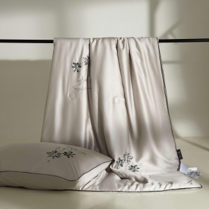Hot selling sateen lyocell 4-pieces textile ODM coverlets khaki bedsheets simple style bed linen embroidery bedding set wholesaler