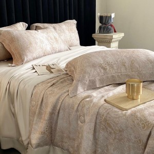 High-quality satin cotton colored bed sheets exquisite single size pink printing quilt cover home textile bedding set manufacture