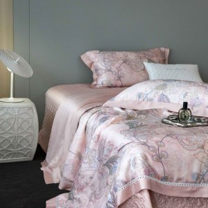 New arrival lyocell bed cover floral printing summer quilt air-condition quilt 4 pieces pink bedspread bedding set