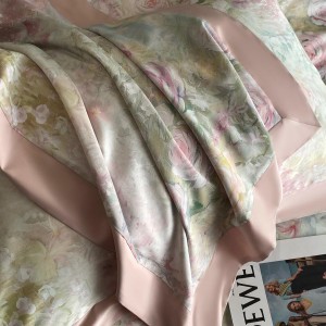 Hot-selling 4-pieces textile leaves printing 2m/2.2m bedsheet flat sheets 1.8m pink cotton quilt cover premium bedding set manufacture
