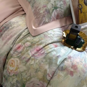 Hot-selling 4-pieces textile leaves printing 2m/2.2m bedsheet flat sheets 1.8m pink cotton quilt cover premium bedding set manufacture