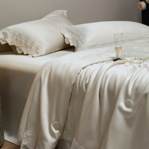 2025 new lyocell summer quilt gold home textile soy fiber filling cooling air-condition quilt 4pcs lace embroidery bedspread bedding set