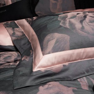 High grade 4-pieces textile jacquard 2m/2.2m black bedsheet flat sheets 1.8m quilt cover premium cotton bedding set manufacture
