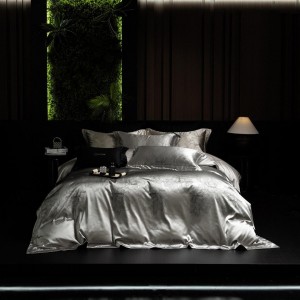 High-quality satin lyocell cotton colored bed sheets exquisite grey jacquard quilt cover home textile bedding set manufacture