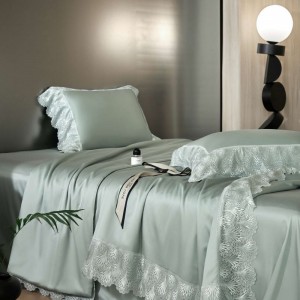 Spring and summer lyocell cotton lace embroidery summer quilt green cooling air-condition quilts light luxury bedding bedspread set