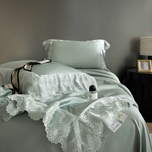 Spring and summer lyocell cotton lace embroidery summer quilt green cooling air-condition quilts light luxury bedding bedspread set