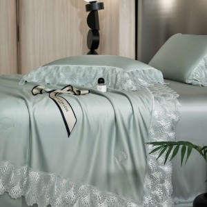 Spring and summer lyocell cotton lace embroidery summer quilt green cooling air-condition quilts light luxury bedding bedspread set